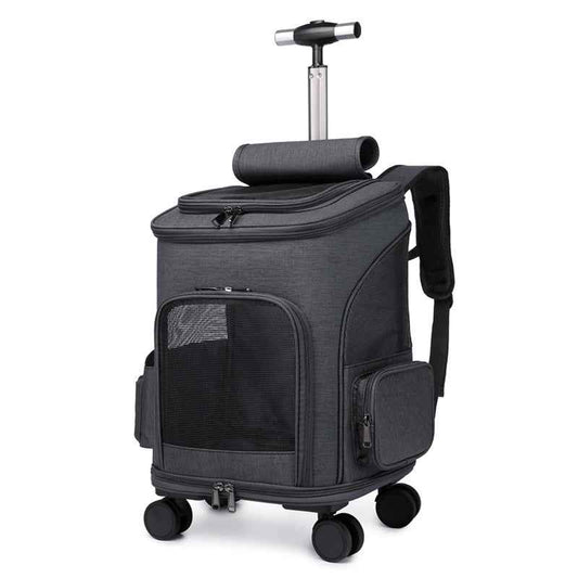 Foldable Pet Trolley Backpack – Cat & Small Dog Travel Bag