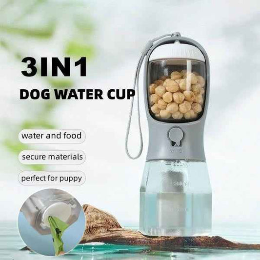 3-in-1 Portable Pet Water Bottle & Food Container