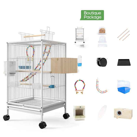 Bird Cage with Feeder, Toy & Nesting Box