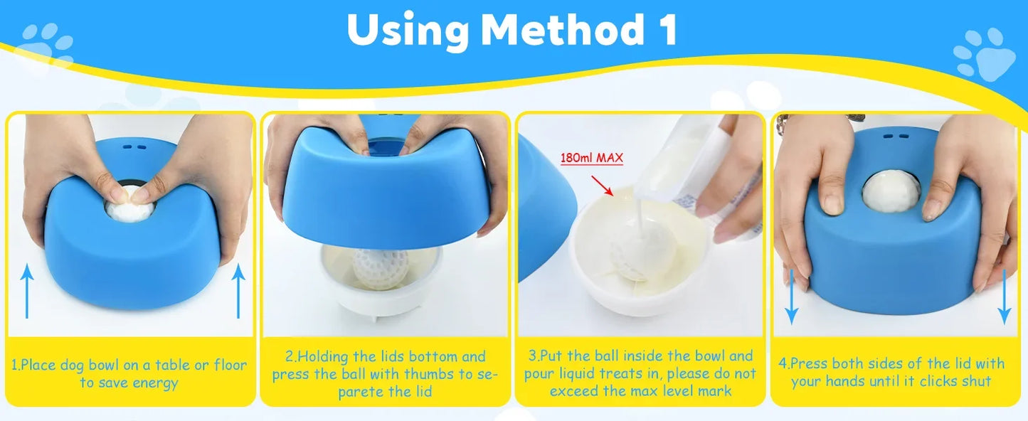 Anti-Choking Slow Feeder Dog Bowl Non-Slip 3/4 Cup - Lick Toy for Liquid Treats Bone Broth Ice Cream Yogurt