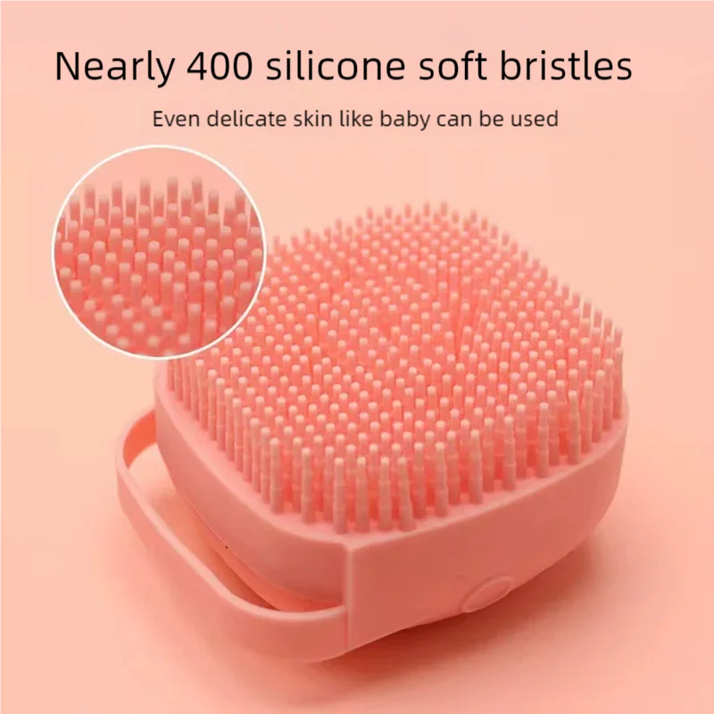Dog Bathing Brush Pet Massage Brush Shampoo Dispenser Soft Silicone Brush Rubber Bristle for Dogs and Cats Shower Grooming Tool