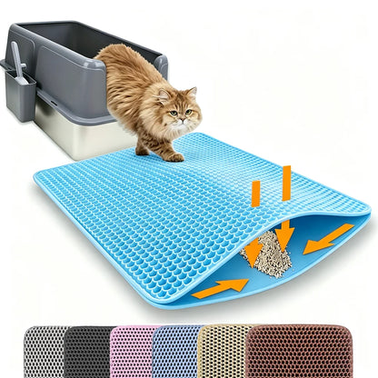 Cat Litter Mat Double Layer Pet Non Slip Big Pet Litter Box Filter MatWear Resistant Waterproof Anti-slip Cat Litter Mat