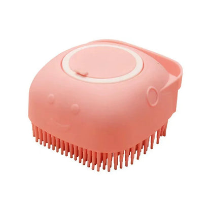 Dog Bathing Brush Pet Massage Brush Shampoo Dispenser Soft Silicone Brush Rubber Bristle for Dogs and Cats Shower Grooming Tool