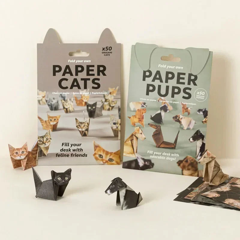 Creative DIY Paper Cats 50 Sheets DIY Origami Paper Handmade DIY Paper Cat Dog Dinosaur Fun Art Craft Folding Animal Folding Set