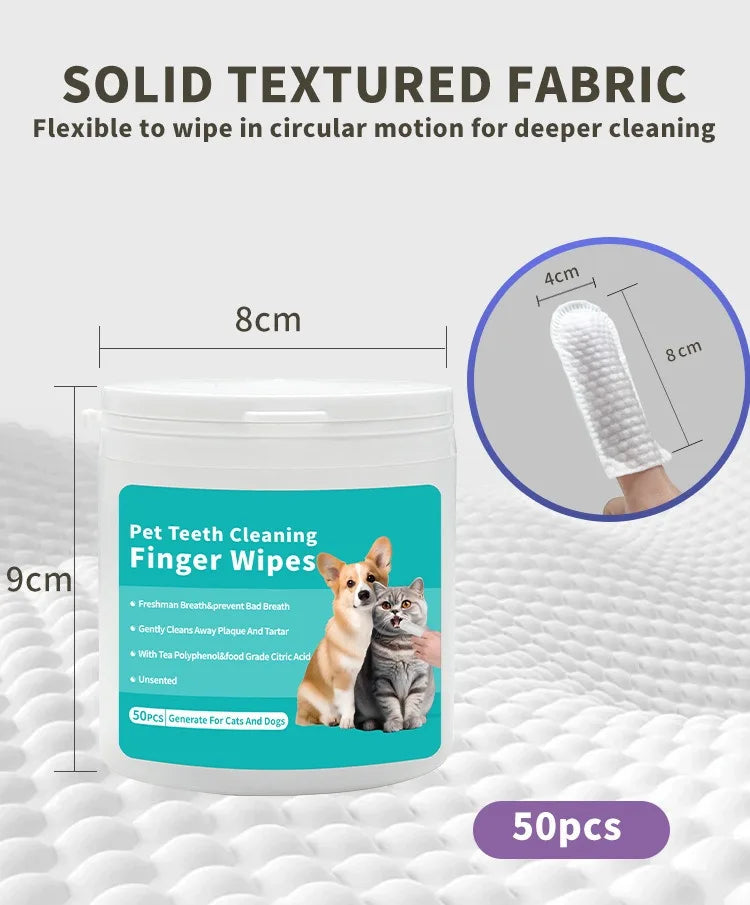 Pet Cleaning Products Disposable Finger Toothbrush Pet Teeth Cleaning Finger Covers Wet Wipes Dog and Cat Oral Cleaning