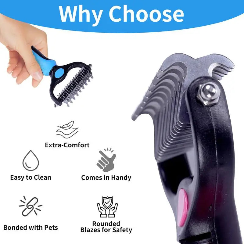 2in1 Stainless Pet Deshedding Brush Dog Hair Remover Pet Fur Knot Cutter Puppy Cat Comb Brushes Dogs Grooming Shedding Supplies