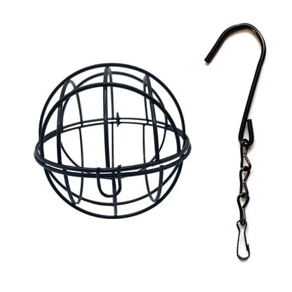 Metal Suet Ball Bird Feeder with Hanging Chain Squirrel Proof Outdoor Garden Birds Hummingbird Feeders Ball Shape Grass Feeder