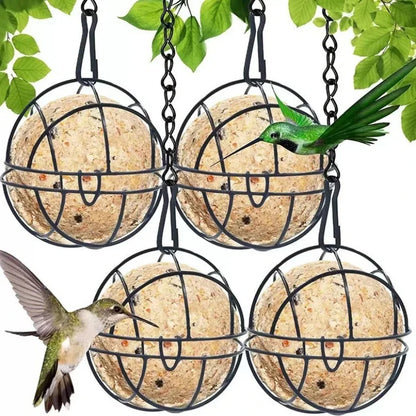 Metal Suet Ball Bird Feeder with Hanging Chain Squirrel Proof Outdoor Garden Birds Hummingbird Feeders Ball Shape Grass Feeder