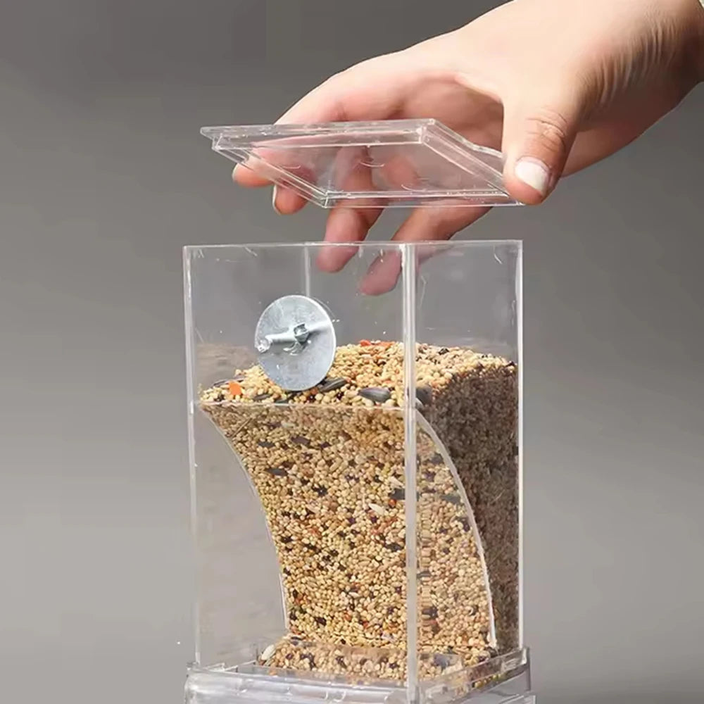 1PC Parrot Feeder Anti-Spill Transparent Bird Food Box Clear Feeding Device for Parrots Durable Bird Feeding Box