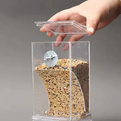1PC Parrot Feeder Anti-Spill Transparent Bird Food Box Clear Feeding Device for Parrots Durable Bird Feeding Box