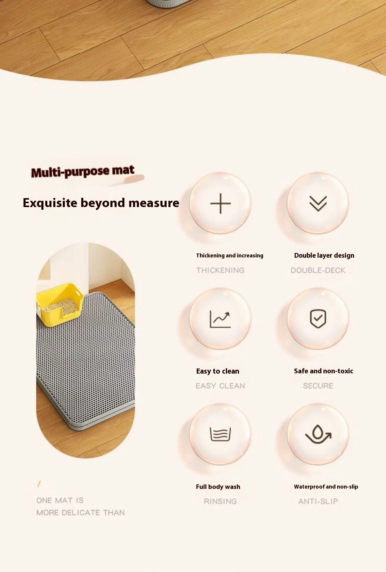 Double Layer Cat Litter Traymat Extra Large Size Sand Control Non-Slip Waterproof Eco-Friendly Litter Box Accessory for Cats