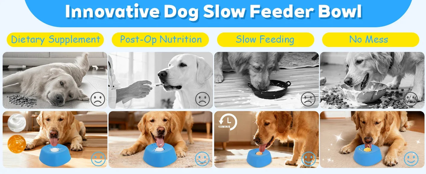 Anti-Choking Slow Feeder Dog Bowl Non-Slip 3/4 Cup - Lick Toy for Liquid Treats Bone Broth Ice Cream Yogurt