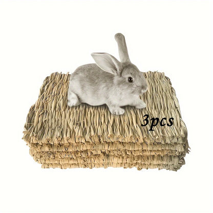 Pet Grass Mat Rabbits Bunny Mat Natural Straw Bedding Resting Cage Mat For Guinea Pig Parrot Chinchilla Hamster Rat