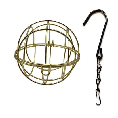 Metal Suet Ball Bird Feeder with Hanging Chain Squirrel Proof Outdoor Garden Birds Hummingbird Feeders Ball Shape Grass Feeder