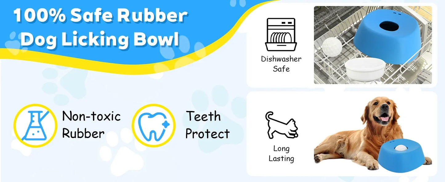 Anti-Choking Slow Feeder Dog Bowl Non-Slip 3/4 Cup - Lick Toy for Liquid Treats Bone Broth Ice Cream Yogurt