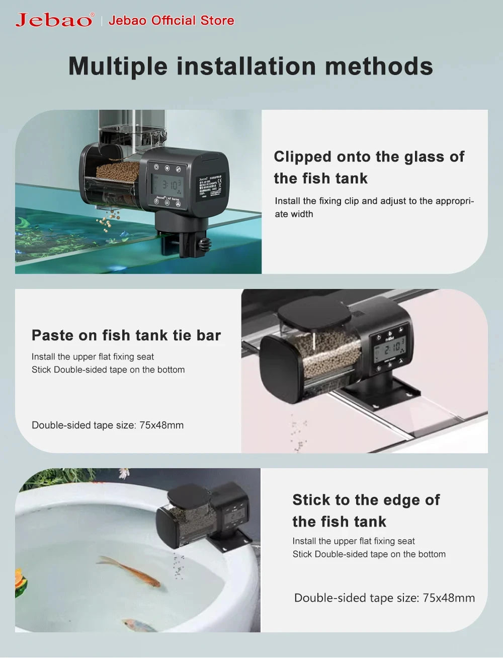 Jebao Jecod New Aquarium Fish Tank Feeder Intelligent Automatic Feeder Digital Timing Fish Tank Accessories Fish Feeding