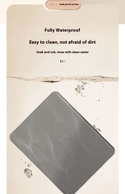 Cat Litter Mat 2-Layer Design Premium Sand Trapping Technology Waterproof Base Non-Slip Pet Floor Protector for Indoor Kittens