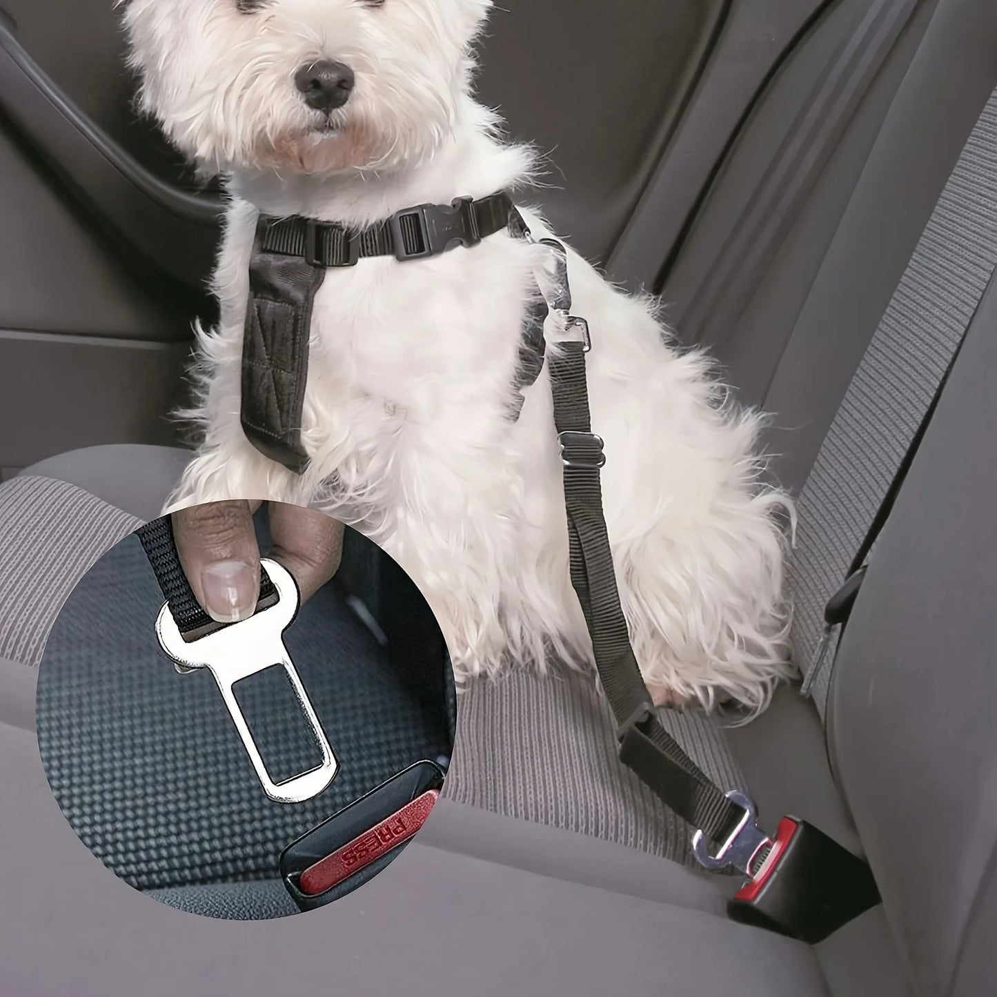 2/4 Pet Seat Belt Adapters - Car Metal Clips for Pet Leashes, Compatible with Truck & Car Seats