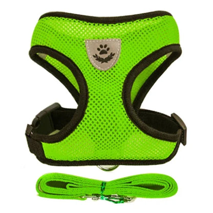 Adjustable Mesh Pet Harness with Leash, Polyester Vest Type Walking Strap for Small Medium Cats Dogs