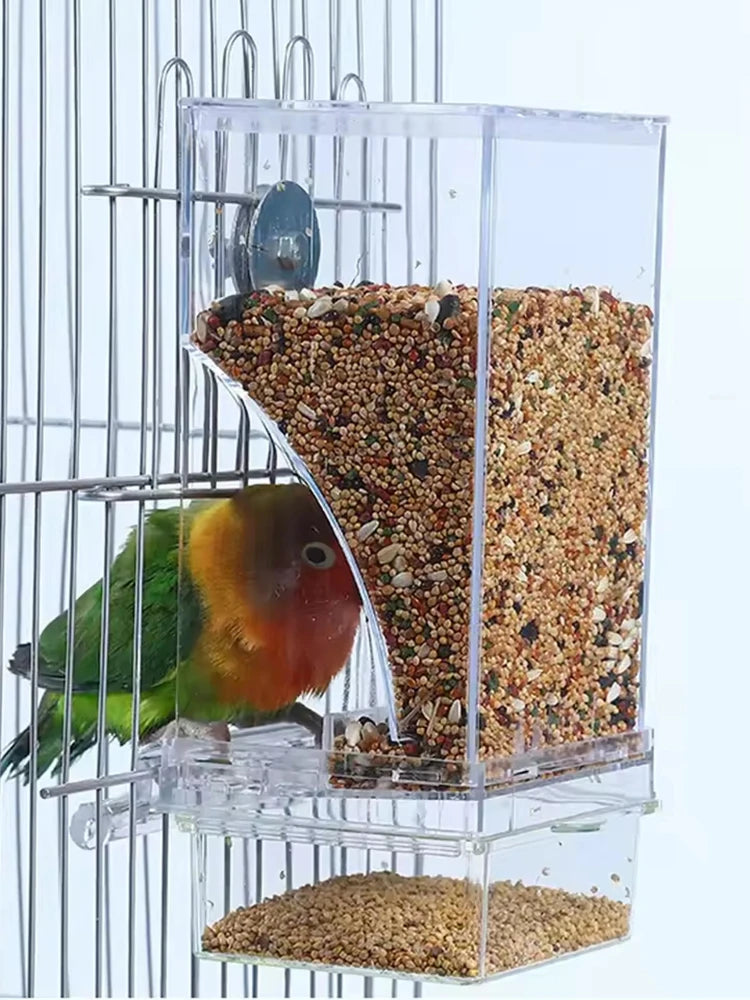1PC Parrot Feeder Anti-Spill Transparent Bird Food Box Clear Feeding Device for Parrots Durable Bird Feeding Box