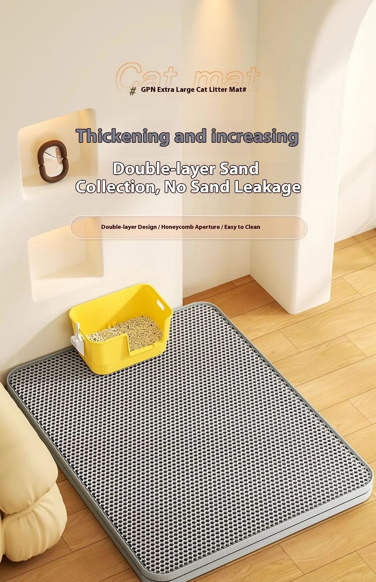 Double Layer Cat Litter Traymat Extra Large Size Sand Control Non-Slip Waterproof Eco-Friendly Litter Box Accessory for Cats